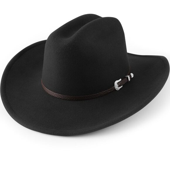 7126 Western Cowboy Hats For Women Classic Felt Wide Brim Fedora Hat main image 6